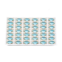 Аквамарин Aurora(jm) пришиваем горный хрусталь, граненый стеклянный горный хрусталь, многожильных ссылки, с латунной оправой золотистого цвета, лошадиный глаз , аквамарин, 15x7x5 мм, отверстие : 1 мм