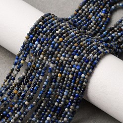 Ляпис-Лазурь Нитки бусины из натурального ляписа-лазури, граненые, круглые, 2 мм, отверстие : 0.5 мм, около 226 шт / нитка, 15.55 дюйм (39.5 см)
