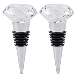 Clear Lovely Crystal Wine Stopper, with Alloy and Rubber, Keep Wine Fresh, for Holiday Party, Wedding, Clear, 81.5x40.5mm