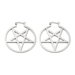 Нержавеющая Сталь Цвет Устойчивое к потускнению 304 кольцо из нержавеющей стали со звездой серьги-кольца для женщин, цвет нержавеющей стали, 48x44x1~2 мм