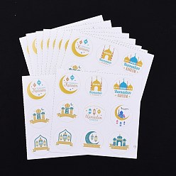 Sheep Lesser Bairam Theme Paper Stickers, Self Adhesive Round Sticker Labels, for Envelopes, Bubble Mailers and Bags, Sheep Pattern, 13.1~13.3x13.1~13.3cm, 9pcs/sheet, 10 sheets/set, 90pcs/set