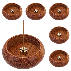 Saddle Brown Round Wood Incense Burners Holder, Aromatherapy Furnace Home Decor, Saddle Brown, 58x21.5mm