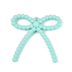 Бледно-бирюзовый Непрозрачной акриловые большие подвески, бантом, бледные бирюзовая, 58~59x59~59.5x8.1 мм, отверстие : 3.1 мм