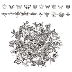 Античное Серебро 100 шт 20 стили подвески из сплава в тибетском стиле, бабочка, Набор подвесок с изображениями пчел и стрекоз, античное серебро, 11.5~20x12~21x2~3 мм, отверстие : 1.5~2.5 мм, 5 шт / стиль