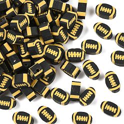 Желтый Бусины из полимерной глины , регби, желтые, 10.5x6.5x4.5 мм, отверстие : 1.4 мм