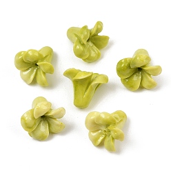 Vert Jaune Perles sculptées en corail synthétique teint, fleur, vert jaune, 15.5x16~17.5x16~17.5mm, Trou: 1.2mm