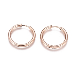 Розовое Золото Ионное покрытие (ip) 304 серьги-кольца из нержавеющей стали, с 316 хирургическим стержнем из нержавеющей стали, кольцо, розовое золото , 23x2.5 мм, 10 датчик, штифты : 0.9 мм