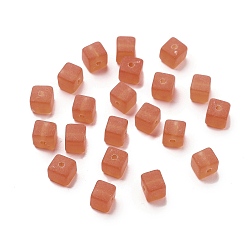 Шоколадный Акриловые бусины, матовые, кубические, цвет шоколада, 5.5x6x6 мм, отверстие : 1.6 мм