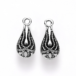 Античное Серебро Подвески из сплава в тибетском стиле, слеза, без кадмия и без свинца, античное серебро, 14x6.5x2.5 мм, Отверстие : 1 мм , около 1690 шт / 1000 г