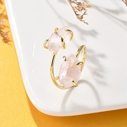 Розовый Кварц Манжеты из натурального розового кварца, кольца из латуни золотистого тона, стойки покрытие, внутренний диаметр: 20 мм