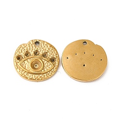 Real 18K Gold Plated Ion Plating(IP) 304 Stainless Steel Pendant Rhineatone Settings, Flat Round with Eye, Real 18K Gold Plated, Fit for 1.4mm and 3mm Rhinestone, 13.5x2mm, Hole: 1mm