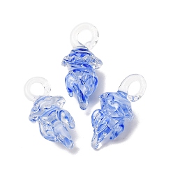 Королевский синий Подвески лэмпворк ручной работы, осьминог, королевский синий, 36.5~37x17.5~19x17~19 мм, отверстие : 4x3.5~4.5 мм