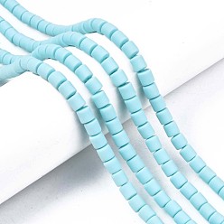 Pale Turquoise Handmade Polymer Clay Beads Strands, for DIY Jewelry Crafts Supplies, Flat Round, Pale Turquoise, 6.5x6mm, Hole: 1.2mm, about 61pcs/strand, 15.75 inch(40cm)