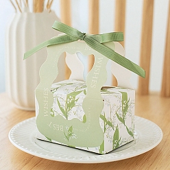 Medium Sea Green Folding Cardboard Candy Boxes, Wedding Gift Wrapping Box, With Handle, Rectangle With Flower, Medium Sea Green, 10x6.2x6.5cm