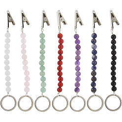 Смешанные камни 7 шт. круглый зажим для кредитных карт из натуральных и синтетических драгоценных камней, граббер с железным удостоверением личности, 153 мм