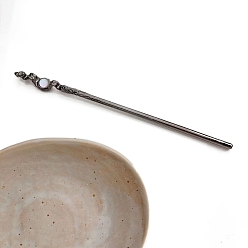 Черный Цвет Металла Палочки для волос из сплава старинного костюма, стеклянные палочки-шпильки для еды, металлический черный , 190 мм