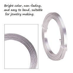 Silver Aluminum Wire, Bendable Metal Craft Wire, Flat Craft Wire, Bezel Strip Wire for Cabochons Jewelry Making, Silver, 3x1mm, about 6.56 Feet(2m)/roll