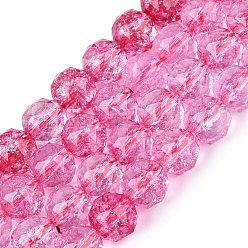 Темно-Розовый Хрустящие прозрачные стеклянные бусины нити, имитация желе, круглые, граненые, темно-розовыми, 7.5~8 мм, отверстие : 0.8~1.5 мм, около 48~49 шт / нитка, 13.98~14.57 дюйм (35.5~37 см)