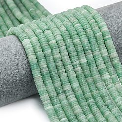 Зеленый Авантюрин Натуральный красный авантюрин бисер нитей, матовые, дисковые бусы, Heishi бусы, 6~6.5x1~1.5 мм, отверстие : 0.9 мм, о 242~244 шт., 15.16~15.35 дюйм (38.5~39 см)