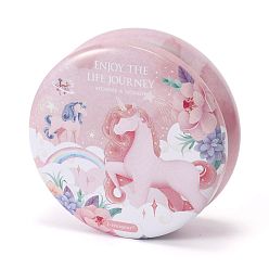 Sienna Pink Unicorn Printed Tinplate Candles, Barrel Shaped Smokeless Decorations, with Dryed Flowers, the Box only for Protection, No Supply Again if the Box Crushed, Sienna, 87x39mm