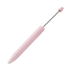 Pink Plastic Beadable Pens, Press Ball Point Pens, for DIY Pen Decoration, with Iron Rod, Pink, 167x11.5mm