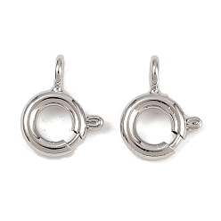 Платина Латунная застежка пружинного кольца, долговечный, без кадмия и без свинца, платина, 9x7x3 мм, отверстие : 1.8 мм