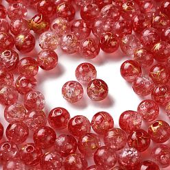 Темно-Красный Прозрачных бусин акриловые треск, волочильных стиле, круглые, два тона, темно-красный, 8x7.5 мм, отверстие : 2 мм, 1923 шт / 500 г