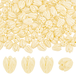 Ivoire 150pcs perles de corail synthétiques teintes, pour le bricolage fabrication de bijoux, fleur de jasmin, blanc crème, 8~8.5x6.5~7mm, Trou: 1mm