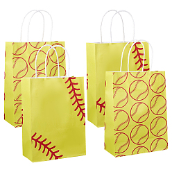Желтый 48 шт. 2 стили бумажных сумок для хранения, сумки для покупок, прямоугольник с бейсбольным узором, желтые, 8x16x22 см, 24 шт / стиль
