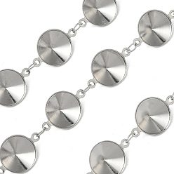 Нержавеющая Сталь Цвет 304 цепочки из нержавеющей стали со стразами, пайки, подходит для горного хрусталя, с катушкой, цвет нержавеющей стали, 16.7x10.7x3.3 мм