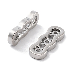 Платинированный Латунные многожильные звенья, без кадмия, без никеля и без свинца, распорными брусьями, волнистые овальные, 3-луночное, Реальная платина, 7x19x2.5 мм, отверстие : 1.4 мм