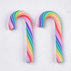 Разноцветный Бусины из полимерной глины , без отверстия , рождественская палочка, красочный, 41~52x14~20x5 мм