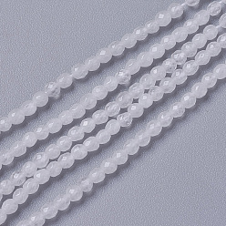 Белый Бусины из натурального белого нефрита, граненые, круглые, белые, 2~2.5x2 мм, отверстие : 0.2 мм, около 167~181 шт / нитка, 15.7~15.9 дюйм (40~40.5 см)