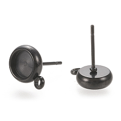 Electrophoresis Black 304 Выводы серьги из нержавеющей стали шпилька, плоско-круглые, ионное покрытие (ip), электрофорез черный, 13x10.5 мм, отверстие : 1.6 мм, штифты : 0.7 мм, лоток : 8 мм