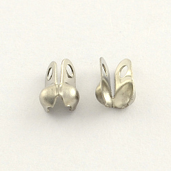 Нержавеющая Сталь Цвет Устойчивы к потускнению 304 наконечники из нержавеющей стали, Калотте заканчивается, крышка раскладушки, цвет нержавеющей стали, 4x2 мм, отверстие : 1 мм, внутренний диаметр: 1.5 мм