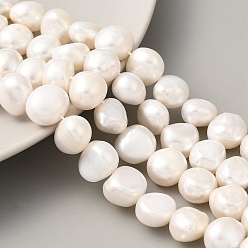 (404) Непрозрачное AB Кислое яблоко Нити из натурального культивированного пресноводного жемчуга, двух сторон полированной, цветочный белый, 10~11 мм, отверстие : 0.5 мм, около 19 шт / нитка, 6.89'' (17.5 см)