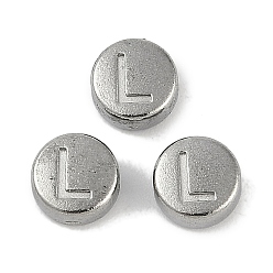 Letter L Антикоррозийные 304 шарики из нержавеющей стали, плоские круглые с буквы, цвет нержавеющей стали, Письмо L, 7x3.8 мм, отверстие : 1.8 мм