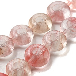 Cherry Quartz Glass Cherry Quartz Glass Beads Strands, Rondelle, 10~10.5x4~4.5mm, Hole: 1.2mm, about 20pcs/strand, 7.95''(20.2cm)