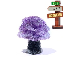 Аметист Природный аметист украшения дисплей, украшение для домашнего офиса из смолы, дерево, 42x50 мм