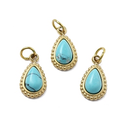 Синтетическая Бирюза 304 подвески из нержавеющей стали, ионное покрытие (ip), с синтетическими бирюзовый, слеза, 11.5x6.5x3.5 мм