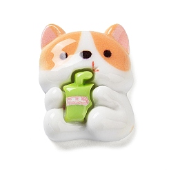 Желто-Зеленый Непрозрачные кабошоны из смолы с милыми собаками, мультфильм щенок, желто-зеленый, 23x18x8 мм