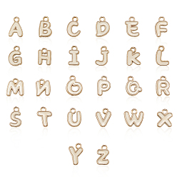 Белый Подвески из позолоченного сплава, алфавит, белые, ширина: 6.5~11 мм, длина: 10~12 mm, ширина : 2~2.5 мм, отверстие : 1.5 мм, 26 шт / пакет
