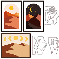 Mountain Pattern Углеродистая сталь разрезает трафареты, для diy scrapbooking, Фотоальбом, декоративная бумага для тиснения, цвет нержавеющей стали, горный узор, 132x75~107x0.8 мм, 3 шт / комплект