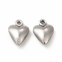 Нержавеющая Сталь Цвет Не тускнеющие 304 подвески из нержавеющей стали, очаровательное сердечко, цвет нержавеющей стали, 12x8.5x4 мм, отверстие : 1 мм