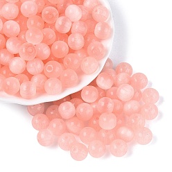 Легкий Лосось Стеклянные бусины в стиле верстака класса А FGB, круглые, имитация шарики глаза кота, светлый померанцевый, 7~7.5 мм, отверстие : 1.4~1.5 мм, Около 900 шт / фунт