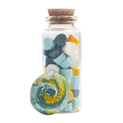 Pale Turquoise Sealing Wax Particles, for Retro Seal Stamp, Octagon, Pale Turquoise, Bottle: 30x77mm, 60pcs/bottle