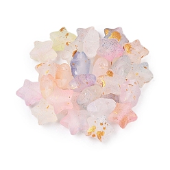 (52) Непрозрачная лаванда Бисера матовым акриловым, золотая фольга, звезда, разноцветные, 9x10x5 мм, отверстие : 1.6 мм