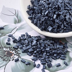 (HTL2001) Matte Gunmetal MIYUKI Half TILA Beads, Japanese Seed Beads, 2 Hole, (HTL2001) Matte Gunmetal, 5x2.3x1.9mm, Hole: 0.8mm, about 250pcs/bottle, 10g/bottle