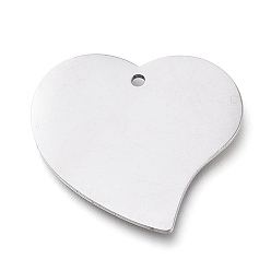 Нержавеющая Сталь Цвет Устойчивые к потускнению 304 подвески из нержавеющей стали, зеркальная полировка, штамповка пустой метки, лазерная резка, сердце, цвет нержавеющей стали, 18.2x20x0.8 мм, отверстие : 1.2 мм