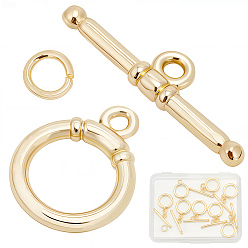 Настоящее золото 18K 10шт латунные застежки, долговечный, кольцо, реальный 18 k позолоченный, Кольцо: 15x12x2 mm, отверстие : 1.6 мм, бар: 5.5x20x2 mm, отверстие : 1.6 мм
